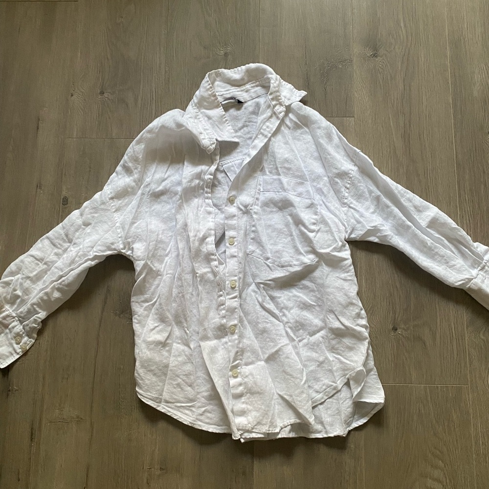 Zara White Casual Button Down Shirt